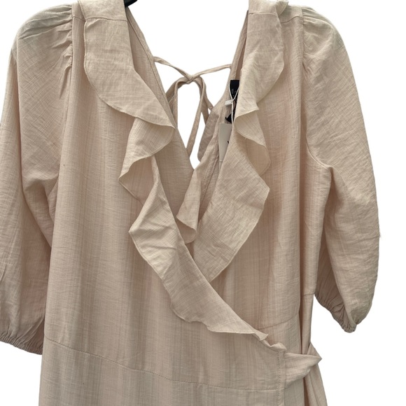 SIMPLEE SZ LARGE MAXI RUFFLED, WRAP AROUND BOHO CASCADING FLOWING DRESS. - Picture 7 of 10